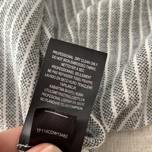 Tibi Faux Leather Panel Fit & Flare Jacquard Mini Dress US 4 Black Grey - Picture 7 of 7